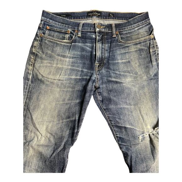 Lucky Brand Men’s Jeans 121 Slim 33 x 30 Holey Distressed Grunge Pants - Picture 3 of 9